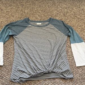 Maurices Blue and White Striped Long Sleeve Tee